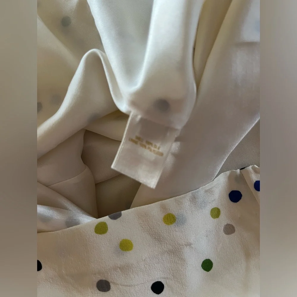 Kate Spade silk cream polka dot sleeveless shirt-blouse business preppy XS